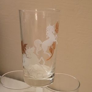 Vintage White Unicorn & Gold Leaf Beverage Glasses (4)